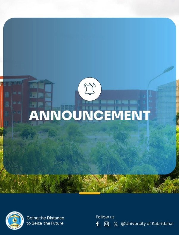 The university's registration notice as it was posted on its Telegram channel, announcing the new remedial dates.